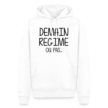 Régime - Diète - Gros - Grosse - Humour - Marrant - Sweat à capuche Premium bio Homme - blanc - Devant - Nico (187cm)