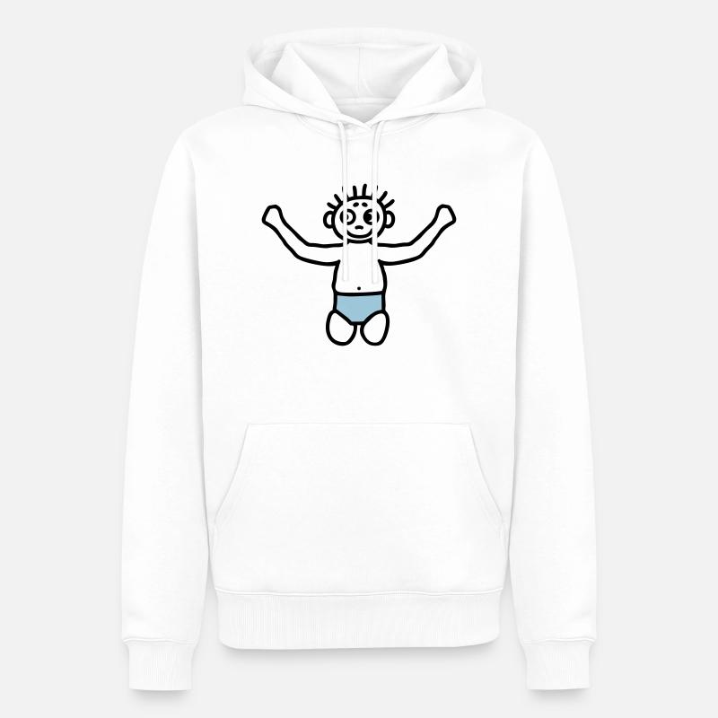 Baby mit Windel - V2 - Männer Premium Bio Hoodie - Weiß
