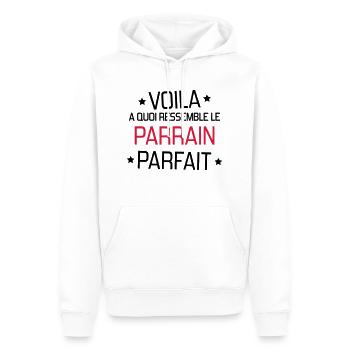 Parrain / Marraine / Filleule / Filleul - Sweat à capuche Premium bio Homme - blanc - Devant - Nico (187cm)