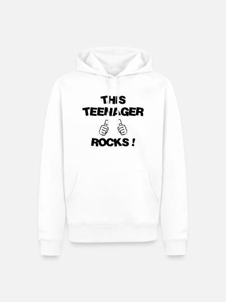 adolescent / enfant / ado / adolescente - Sweat à capuche Premium bio Homme - blanc