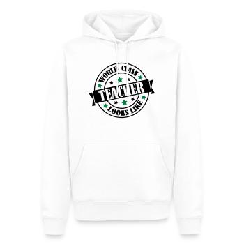 world_class_teacher_2 - Sweat à capuche Premium bio Homme - blanc - Devant - Nico (187cm)