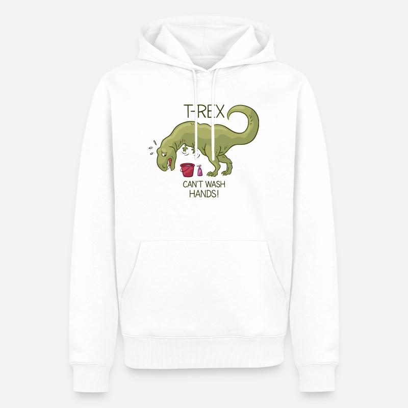 T Rex ne peut pas se laver les mains! - Sweat à capuche Premium bio Homme - blanc