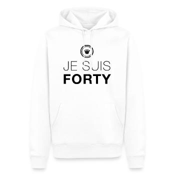 Spruch zum 40. Geburtstag: JE SUIS FORTY - Männer Premium Bio Hoodie - Weiß - Vorne - Nico (187cm)