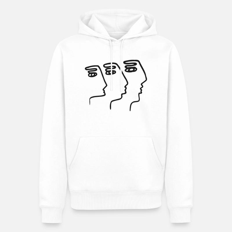 3 Visages abstraits Illusion Art du trait - Sweat à capuche Premium bio Homme - blanc
