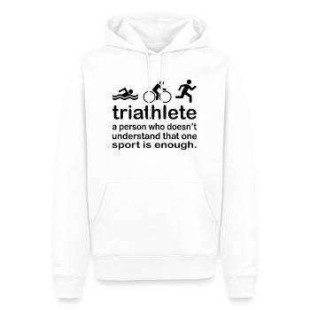 Triathlon Natation Bike Run - Sweat à capuche Premium bio Homme - blanc - Devant - Nico (187cm)