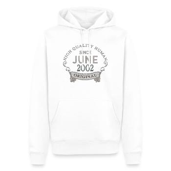 Seit Juni 2002 - Männer Premium Bio Hoodie - Weiß - Vorne - Nico (187cm)