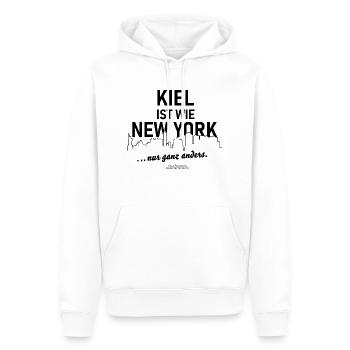 Kiel ist wie New York - Männer Premium Bio Hoodie - Weiß - Vorne - Nico (187cm)