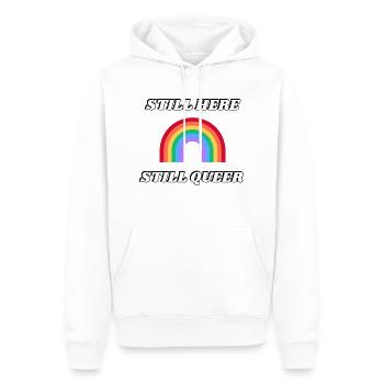 IMMER NOCH HIER NOCH QUEER - Männer Premium Bio Hoodie - Weiß - Vorne - Nico (187cm)