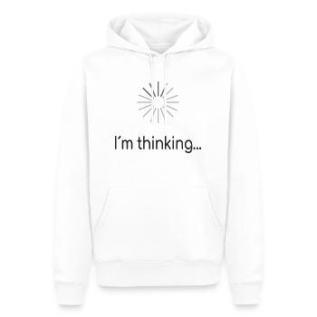 I am thinking - Männer Premium Bio Hoodie - Weiß - Vorne - Nico (187cm)