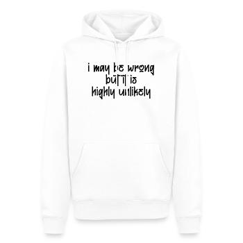 may be wrong lustiger Spruch Party Englisch - Männer Premium Bio Hoodie - Weiß - Vorne - Nico (187cm)
