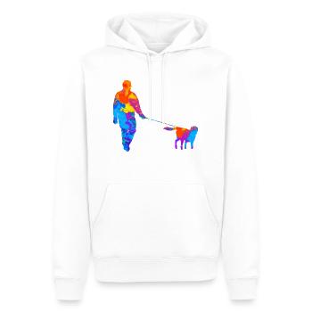 Propriétaire Chien Propriétaire Maîtresse Chien Promenade - Sweat à capuche Premium bio Homme - blanc - Devant - Nico (187cm)