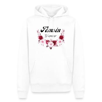 témoin d'amour - Sweat à capuche Premium bio Homme - blanc - Devant - Nico (187cm)