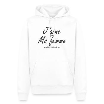 J'aime quand ma femme me laisse boire du vin. - Sweat à capuche Premium bio Homme - blanc - Devant - Nico (187cm)