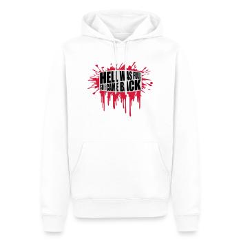 hell was full Zitat - Männer Premium Bio Hoodie - Weiß - Vorne - Nico (187cm)