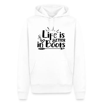 Life is Better in Boots - Männer Premium Bio Hoodie - Weiß - Vorne - Nico (187cm)