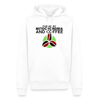 Fueled By Mitochondria And Coffee - Männer Premium Bio Hoodie - Weiß - Vorne - Nico (187cm)