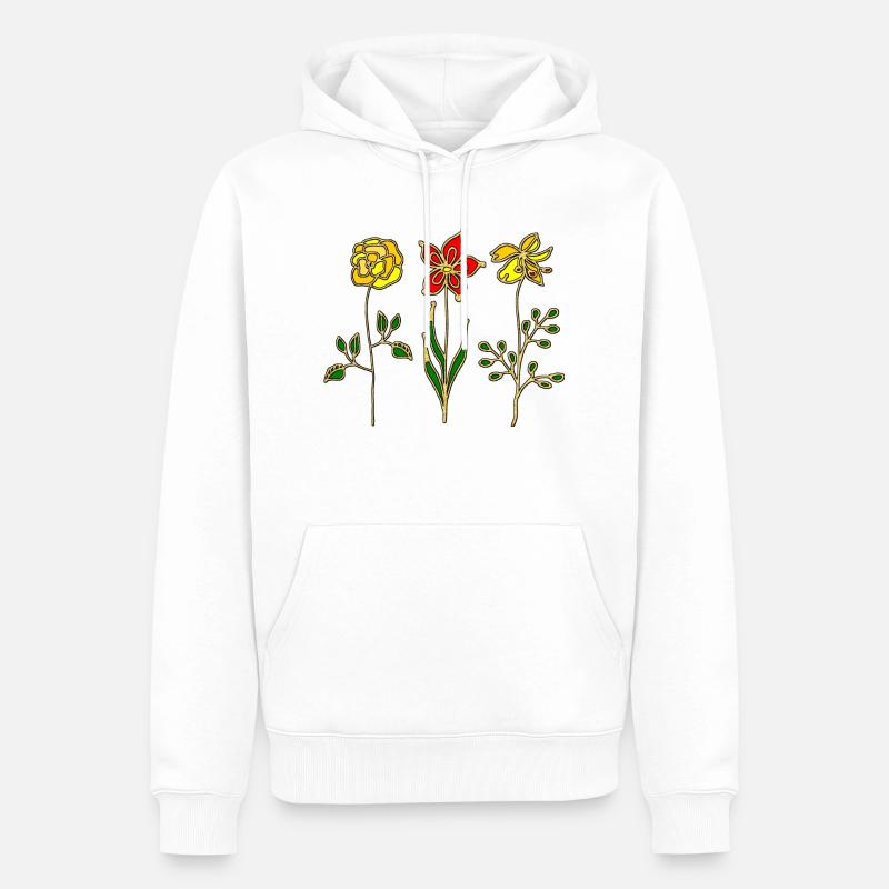Fleur - Sweat à capuche Premium bio Homme - blanc