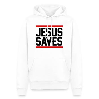 Jésus sauve - Sweat à capuche Premium bio Homme - blanc - Devant - Nico (187cm)