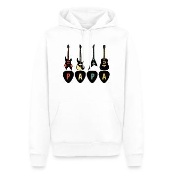 PAPA Guitariste - Sweat à capuche Premium bio Homme - blanc - Devant - Nico (187cm)