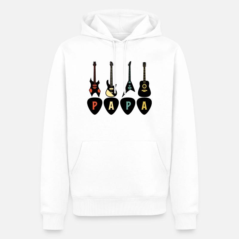 PAPA Guitariste - Sweat à capuche Premium bio Homme - blanc