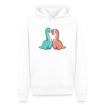 Süßes Dino Paar, Dinosaurier Liebe, Langhals - Männer Premium Bio Hoodie - Weiß - Vorne - Nico (187cm)