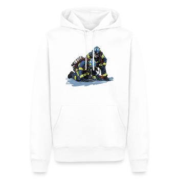 Pompier en action - Héros - Sweat à capuche Premium bio Homme - blanc - Devant - Nico (187cm)