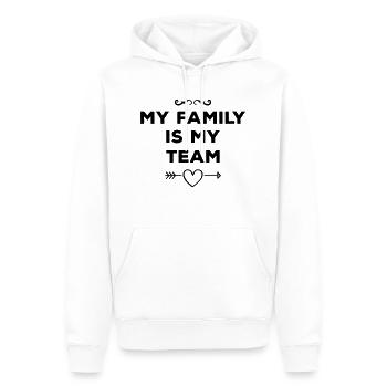 Ma famille est mon cœur d’équipe - Sweat à capuche Premium bio Homme - blanc - Devant - Nico (187cm)