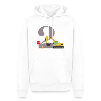 2e anniversaire pelleteuse - Sweat à capuche Premium bio Homme - blanc - Devant - Nico (187cm)