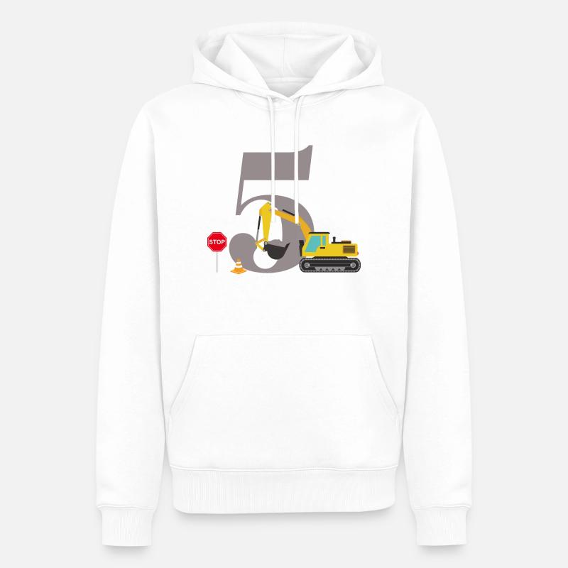 5e anniversaire pelleteuse - Sweat à capuche Premium bio Homme - blanc