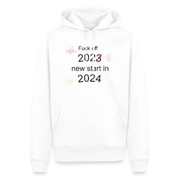 New Start in 2024 - Männer Premium Bio Hoodie - Weiß - Vorne - Nico (187cm)