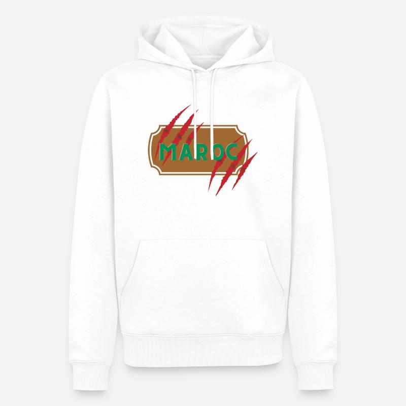 Maroc Patch mit Kratzer - Männer Premium Bio Hoodie - Weiß