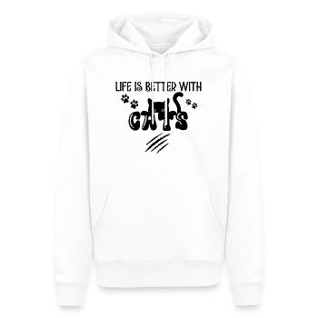 La vie est plus belle avec les chats - Sweat à capuche Premium bio Homme - blanc - Devant - Nico (187cm)