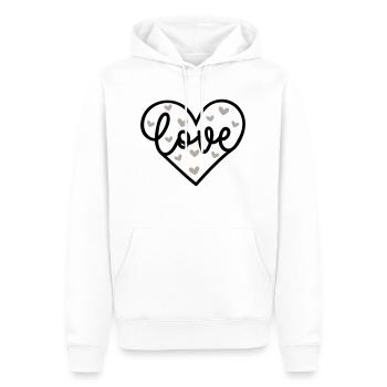 L’amour avec les cœurs - Sweat à capuche Premium bio Homme - blanc - Devant - Nico (187cm)