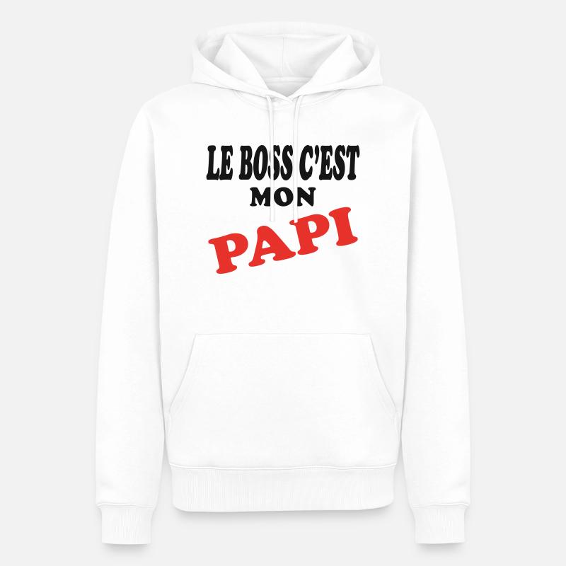 Papi - Sweat à capuche Premium bio Homme - blanc