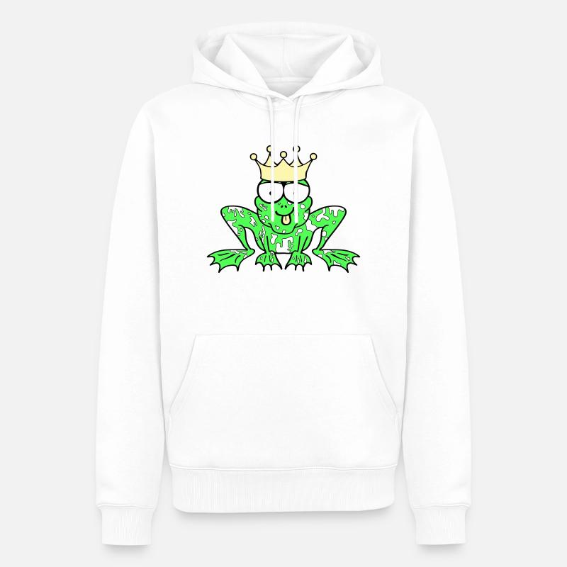 Prince Charmant Grenouille Roi - Sweat à capuche Premium bio Homme - blanc