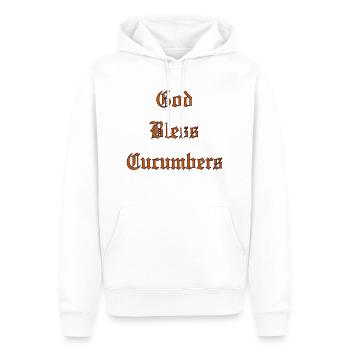 GodBlessCucumbers - Men’s Premium Organic Hoodie - white - Front - Nico (187cm)