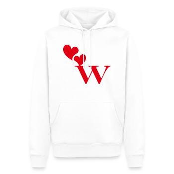 Buchstabe w Rotes Herz - Männer Premium Bio Hoodie - Weiß - Vorne - Nico (187cm)
