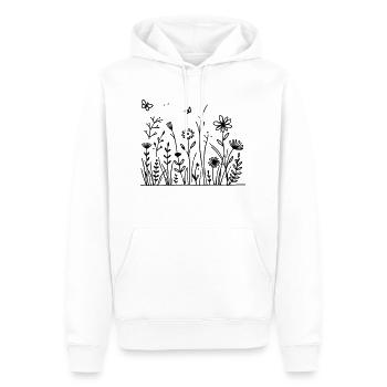 Blumenwiese mit Schmetterling - Männer Premium Bio Hoodie - Weiß - Vorne - Nico (187cm)
