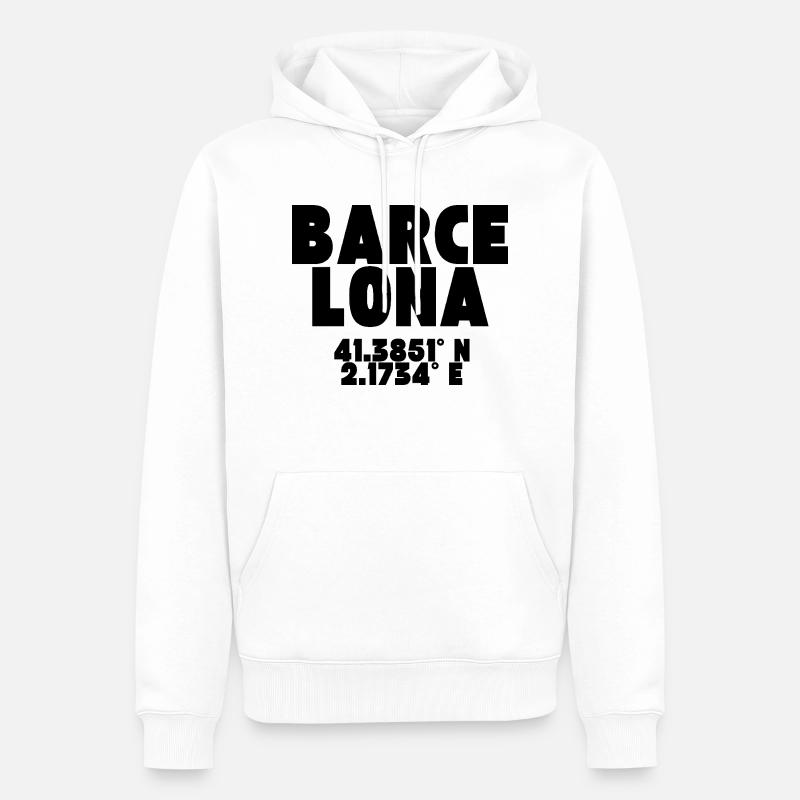 Barcelone - Design avec coordonnées - Sweat à capuche Premium bio Homme - blanc