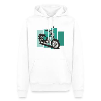 S51 (turquoise) // Illustration - Sweat à capuche Premium bio Homme - blanc - Devant - Nico (187cm)