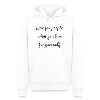 Aimez pour les gens... - Sweat à capuche Premium bio Homme - blanc - Devant - Nico (187cm)
