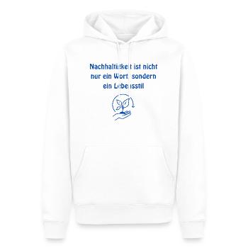 Nachhaltigkeit ist nicht nur ein Wort sondern - Männer Premium Bio Hoodie - Weiß - Vorne - Nico (187cm)