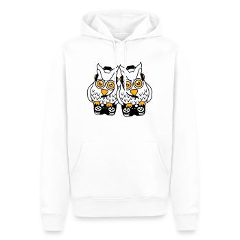 2 Gamer Eulen zocken Team Freunde zwei Spieler Duo - Männer Premium Bio Hoodie - Weiß - Vorne - Nico (187cm)