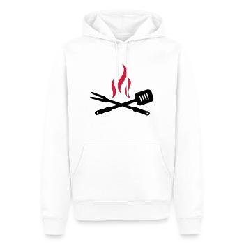 BBQ - Sweat à capuche Premium bio Homme - blanc - Devant - Nico (187cm)
