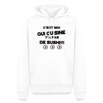 y'a pas de sushi 5 - Sweat à capuche Premium bio Homme - blanc - Devant - Nico (187cm)
