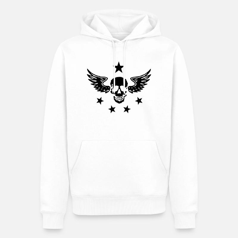 Crâne et ailes 01 - Sweat à capuche Premium bio Homme - blanc