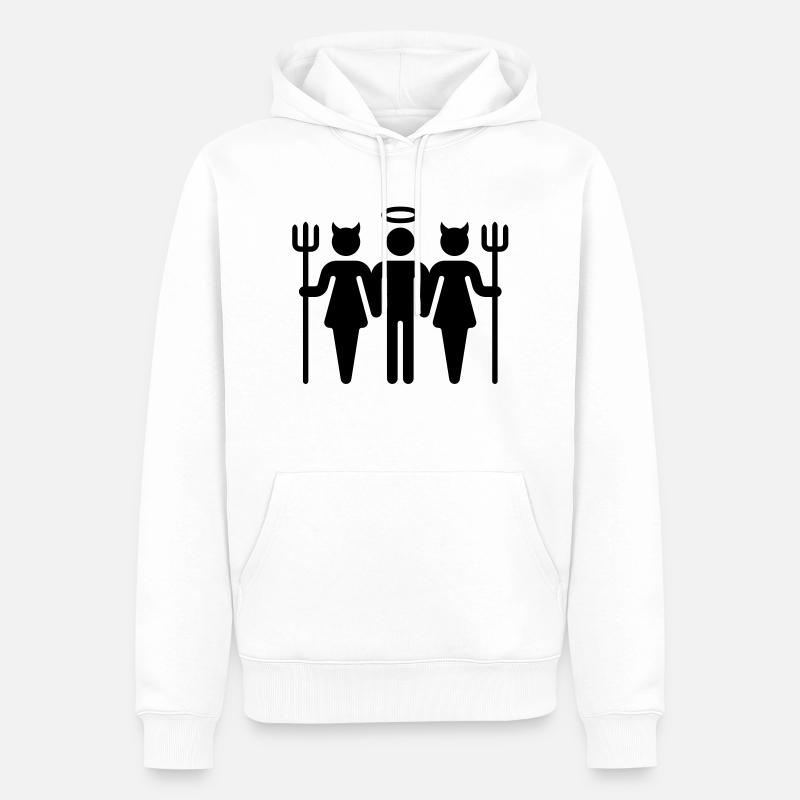 Teufel-Engel-Teufel / Devil-Cherub-Devil (M) - Männer Premium Bio Hoodie - Weiß