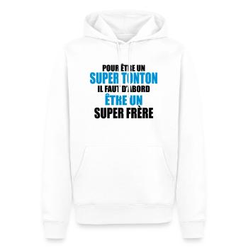 pour être un super tonton - Sweat à capuche Premium bio Homme - blanc - Devant - Nico (187cm)