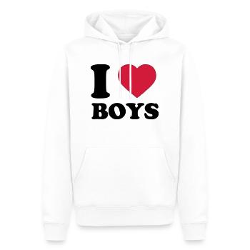 I Love Boys - Männer Premium Bio Hoodie - Weiß - Vorne - Nico (187cm)