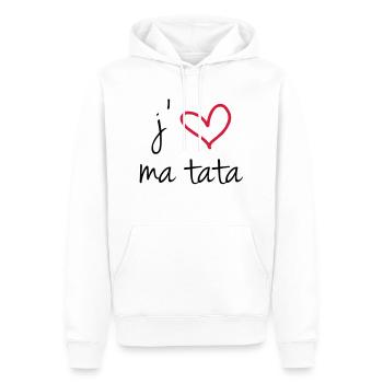 j'aime ma tata - Sweat à capuche Premium bio Homme - blanc - Devant - Nico (187cm)